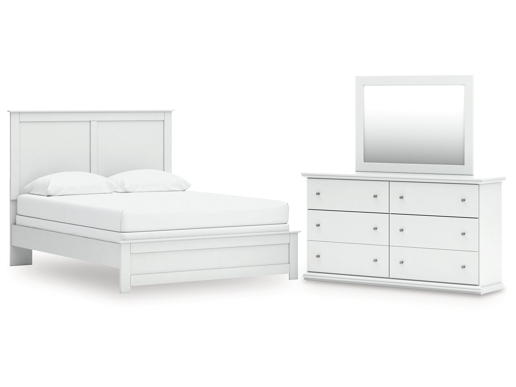 Bostwick Shoals White Queen Panel Bed, Dresser and Mirror - Ornate Home