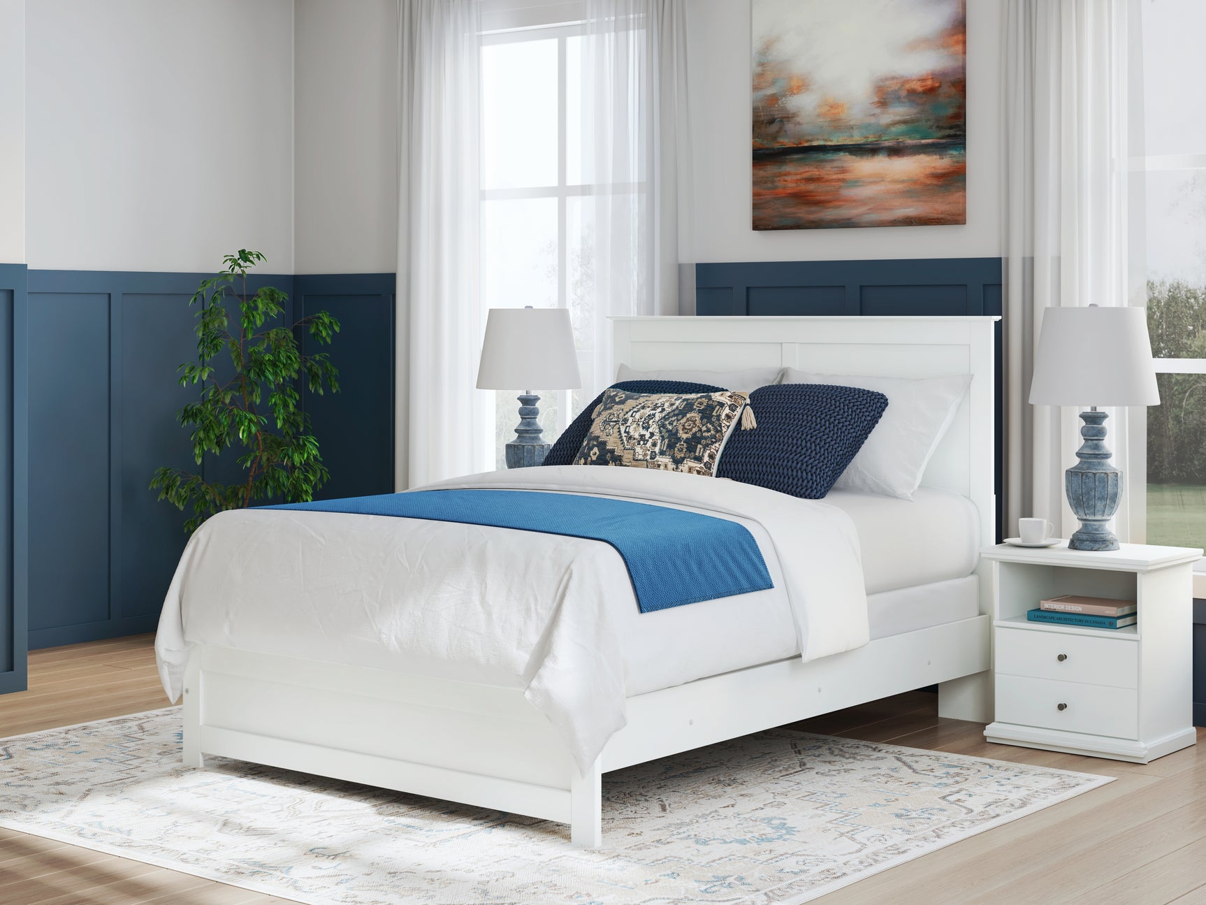 Bostwick Shoals White Queen Panel Bed, Dresser and Mirror - Ornate Home