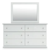 Bostwick Shoals White Queen Panel Bed with Mirrored Dresser, Chest and 2 Nightstands - Ornate Home