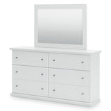 Bostwick Shoals White Queen Panel Bed with Mirrored Dresser, Chest and 2 Nightstands - Ornate Home