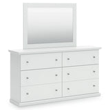 Bostwick Shoals White Queen Panel Bed with Mirrored Dresser, Chest and 2 Nightstands - Ornate Home