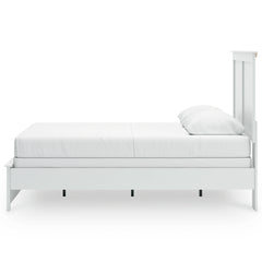 Bostwick Shoals White Queen Panel Bed with Mirrored Dresser, Chest and Nightstand - Ornate Home