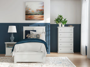Bostwick Shoals White Twin Panel Bed, Chest and Nightstand - Ornate Home