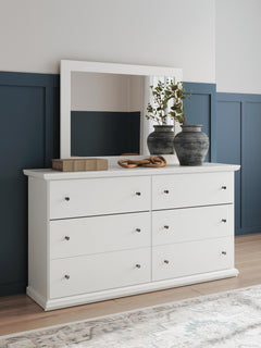 Bostwick Shoals White Twin Panel Bed, Dresser, Mirror and Nightstand - Ornate Home