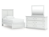 Bostwick Shoals White Twin Panel Bed, Dresser and Mirror (Online Special Price) - Ornate Home