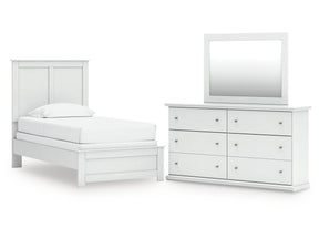 Bostwick Shoals White Twin Panel Bed, Dresser and Mirror (Online Special Price) - Ornate Home