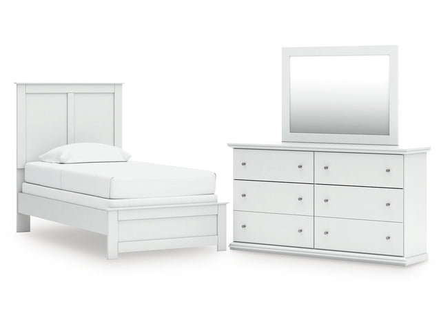 Bostwick Shoals White Twin Panel Bed, Dresser and Mirror (Online Special Price) - Ornate Home