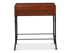 Botanical Brown Leather Box On Stand - Ornate Home