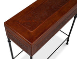 Botanical Brown Leather Box On Stand - Ornate Home