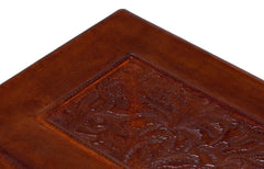 Botanical Brown Leather Box On Stand - Ornate Home