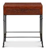 Botanical Brown Leather Box On Stand - Ornate Home