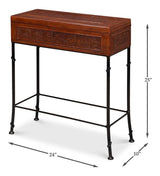 Botanical Brown Leather Box On Stand - Ornate Home
