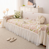 Botanical Sofa Cover with Chiffon Skirt, Floral Couch Throw Blanket for All-Season - Ornate Home