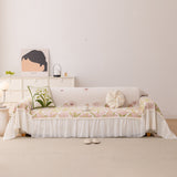 Botanical Sofa Cover with Chiffon Skirt, Floral Couch Throw Blanket for All-Season - Ornate Home