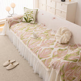 Botanical Sofa Cover with Chiffon Skirt, Floral Couch Throw Blanket for All-Season - Ornate Home