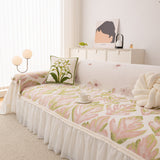 Botanical Sofa Cover with Chiffon Skirt, Floral Couch Throw Blanket for All-Season - Ornate Home