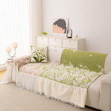 Botanical Sofa Cover with Chiffon Skirt, Floral Couch Throw Blanket for All-Season - Ornate Home