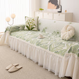 Botanical Sofa Cover with Chiffon Skirt, Floral Couch Throw Blanket for All-Season - Ornate Home