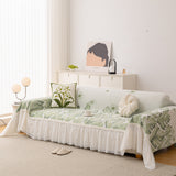 Botanical Sofa Cover with Chiffon Skirt, Floral Couch Throw Blanket for All-Season - Ornate Home