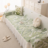 Botanical Sofa Cover with Chiffon Skirt, Floral Couch Throw Blanket for All-Season - Ornate Home