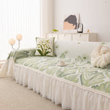 Botanical Sofa Cover with Chiffon Skirt, Floral Couch Throw Blanket for All-Season - Ornate Home