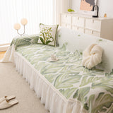 Botanical Sofa Cover with Chiffon Skirt, Floral Couch Throw Blanket for All-Season - Ornate Home