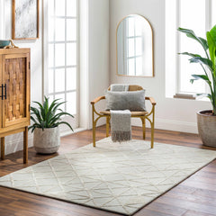 Botiu Blue Geometric Hand Tufted Wool Area Rug - Clearance - Ornate Home