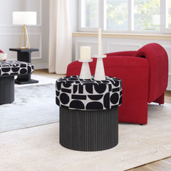 Boto Black & White Storage Ottoman - Ornate Home