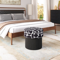 Boto Black & White Storage Ottoman - Ornate Home