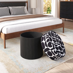 Boto Black & White Storage Ottoman - Ornate Home