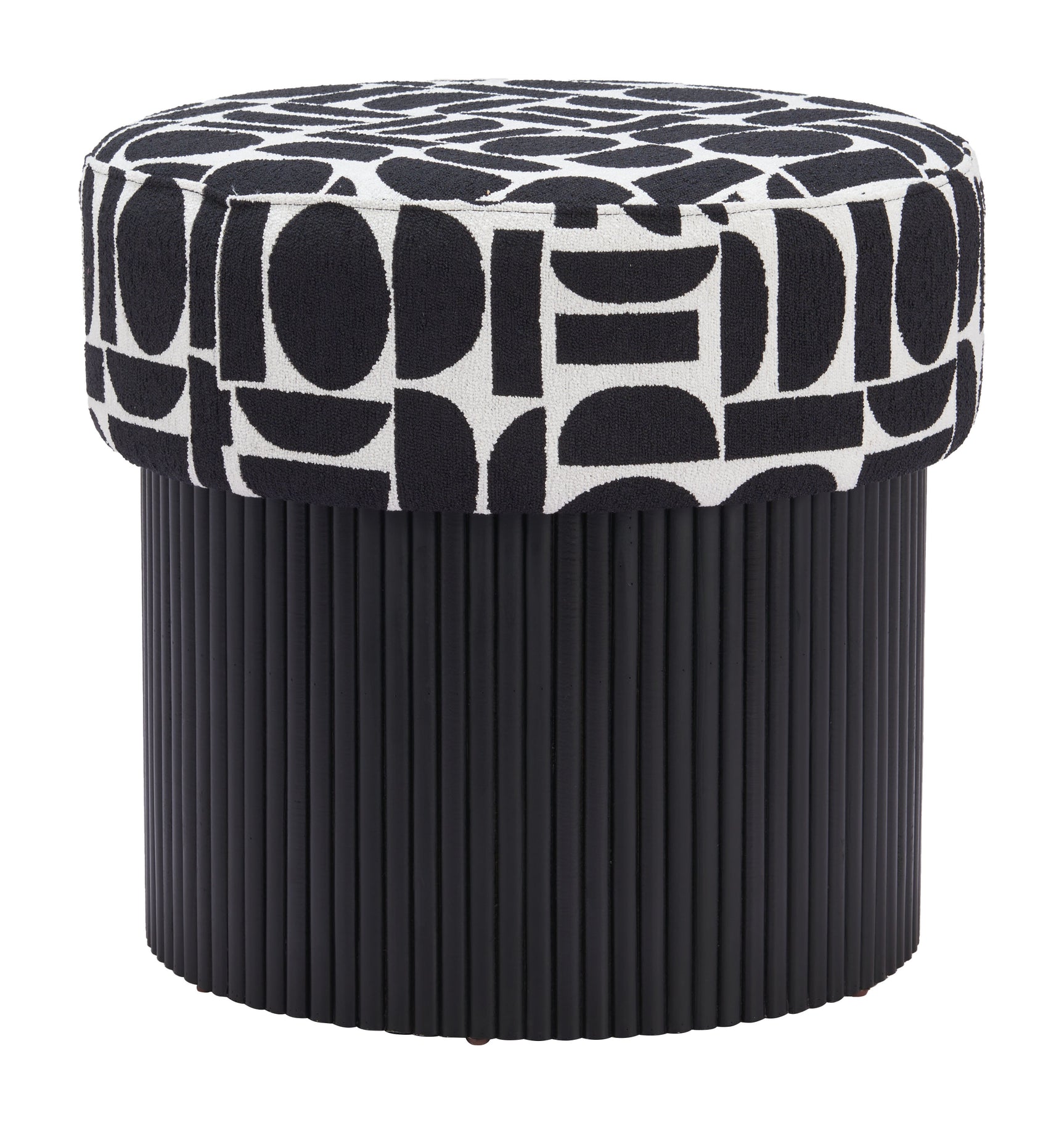 Boto Black & White Storage Ottoman - Ornate Home