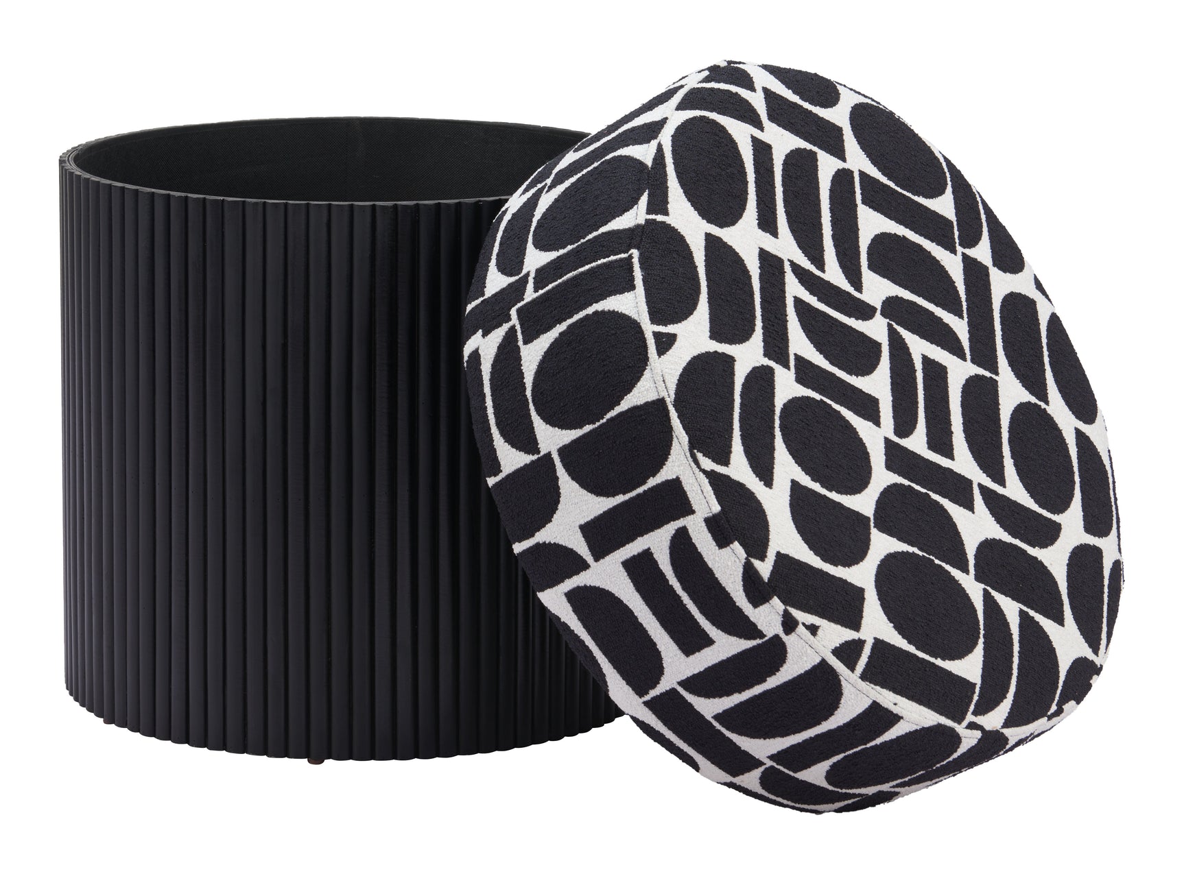 Boto Black & White Storage Ottoman - Ornate Home