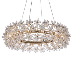 Bouquet Gold Round 32" Crystal Chandelier - Ornate Home