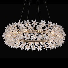 Bouquet Gold Round 32" Crystal Chandelier - Ornate Home