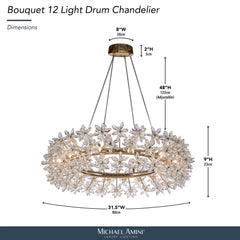 Bouquet Gold Round 32" Crystal Chandelier - Ornate Home