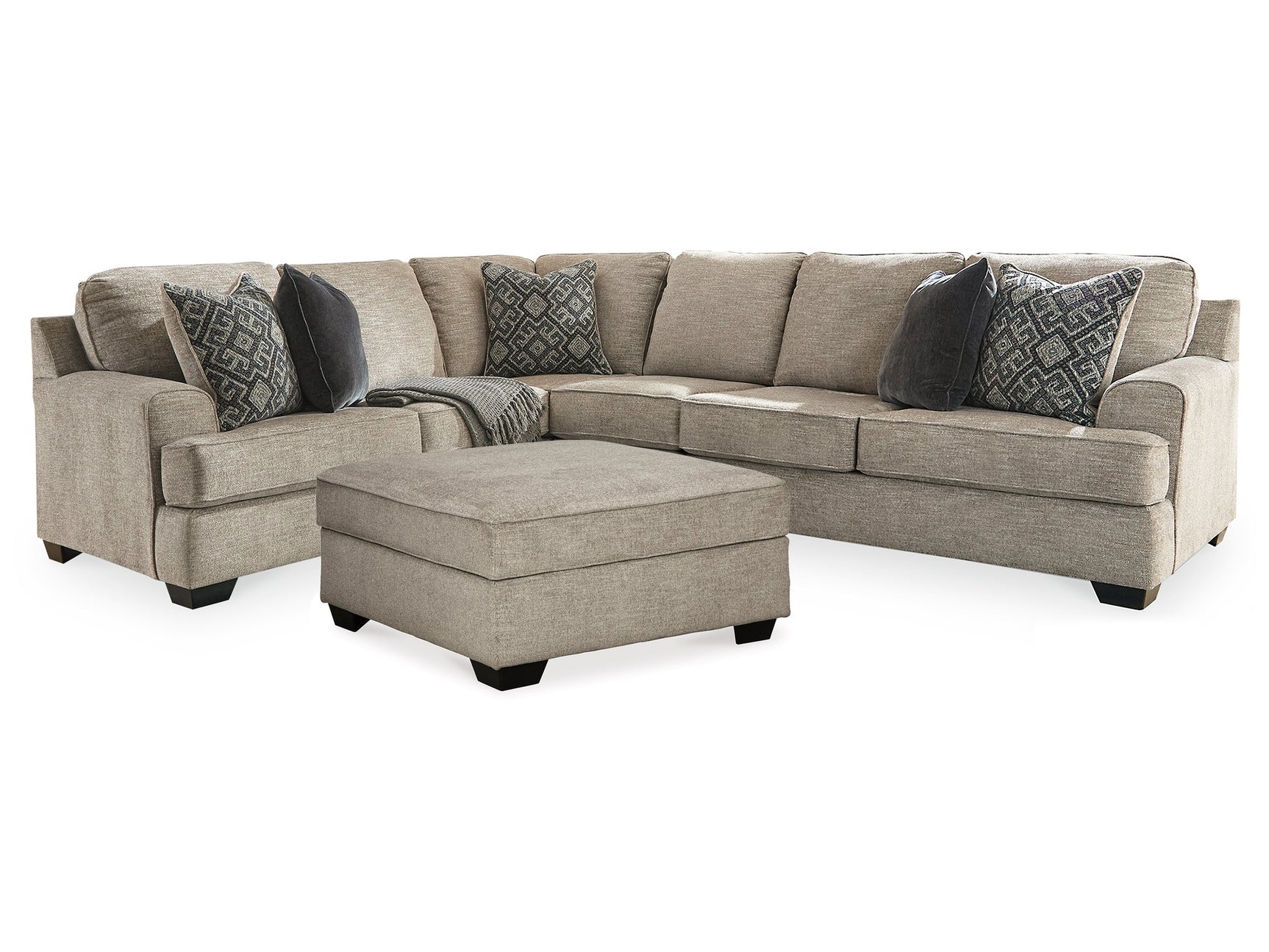 Bovarian Stone 3-Piece Sectional and Ottoman (Online Special Price) - Ornate Home