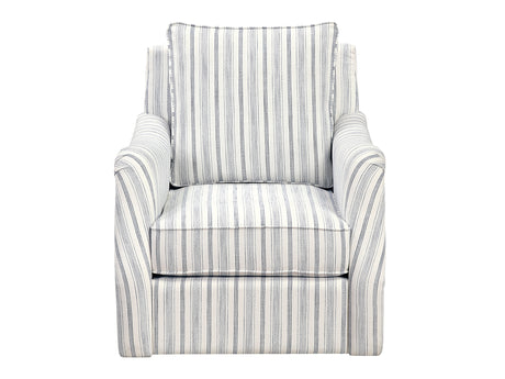 Bowden Off White/Blue Swivel Chair - Ornate Home