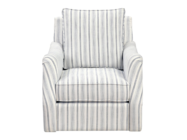 Bowden Off White/Blue Swivel Chair - Ornate Home