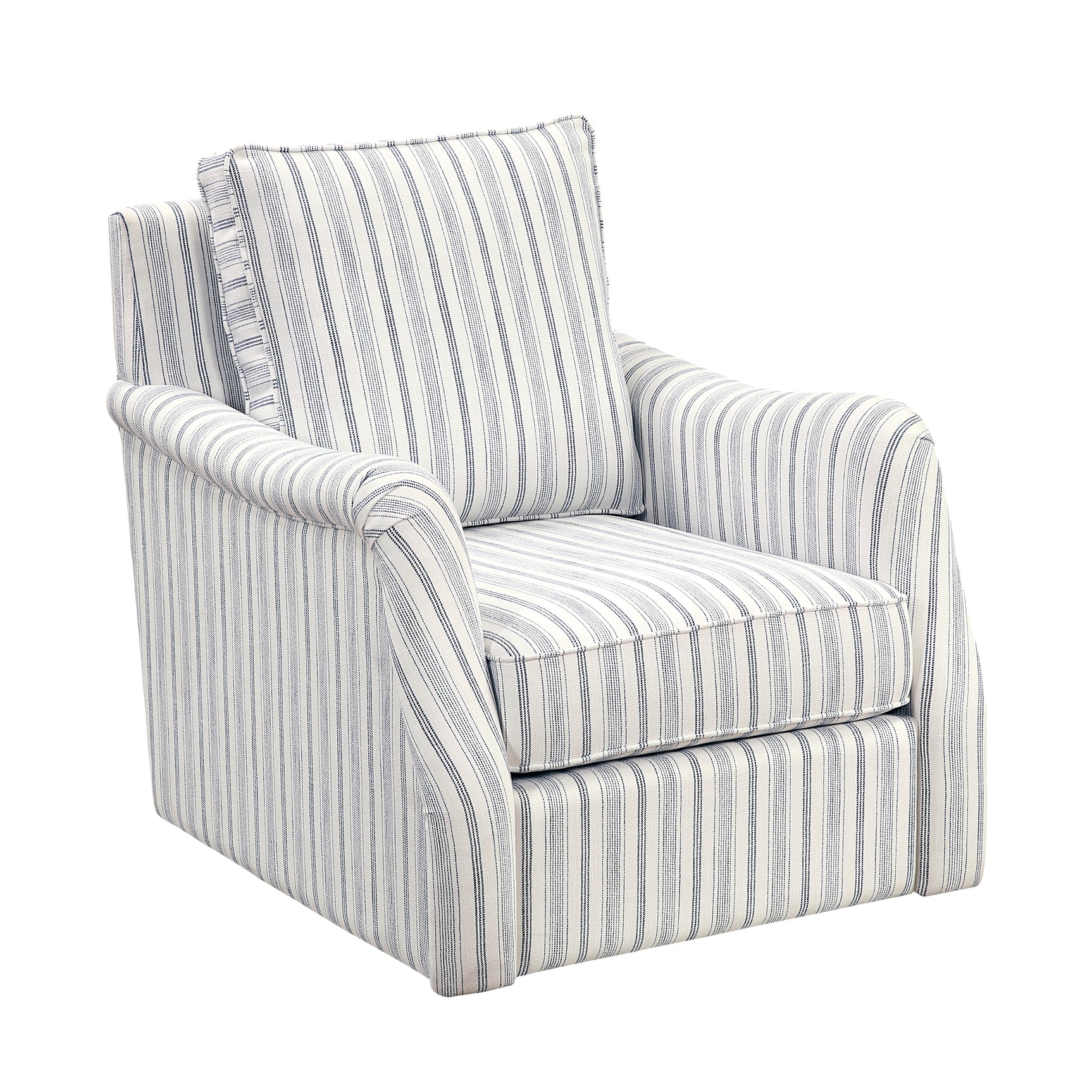 Bowden Off White/Blue Swivel Chair - Ornate Home