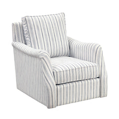 Bowden Off White/Blue Swivel Chair - Ornate Home