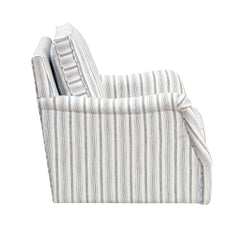 Bowden Off White/Blue Swivel Chair - Ornate Home