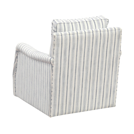 Bowden Off White/Blue Swivel Chair - Ornate Home