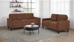 Bowen II Rust 2-piece Fabric Upholstered Track Arm Sofa Set - Ornate Home
