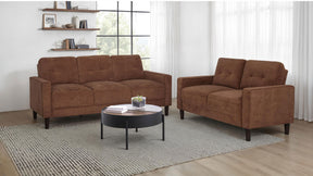 Bowen II Rust 2-piece Fabric Upholstered Track Arm Sofa Set - Ornate Home
