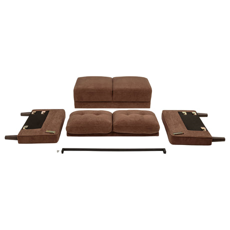 Bowen II Rust 2-piece Fabric Upholstered Track Arm Sofa Set - Ornate Home
