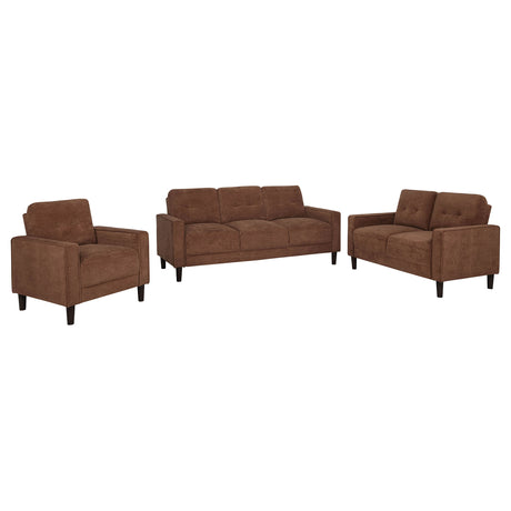 Bowen II Rust 3-piece Fabric Upholstered Track Arm Sofa Set - Ornate Home