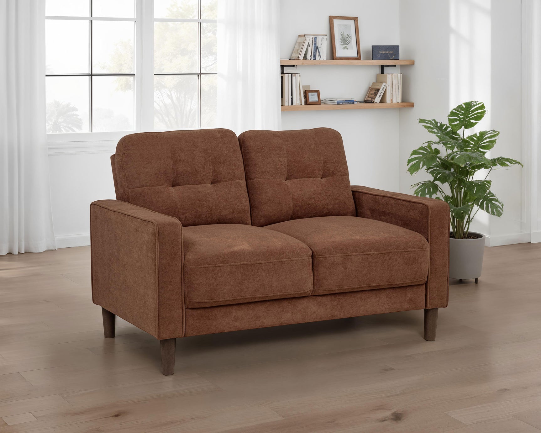 Bowen II Rust Fabric Upholstered Track Arm Loveseat - Ornate Home