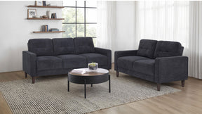 Bowen II Steel Grey 2-piece Upholstered Track Arm Sofa Set - Ornate Home