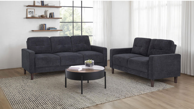 Bowen II Steel Grey 2-piece Upholstered Track Arm Sofa Set - Ornate Home
