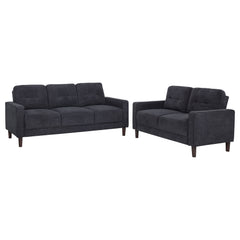Bowen II Steel Grey 2-piece Upholstered Track Arm Sofa Set - Ornate Home